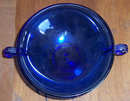 Vintage Cobalt Blue Glass Candy Dish w/ Scroll Handles