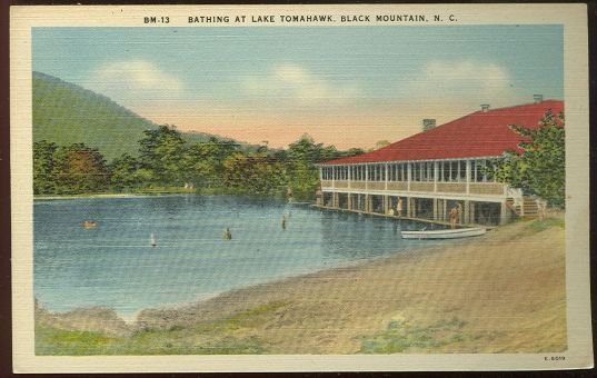 Postcard of Bathing at Lake Tomahawk Black Mountain NC