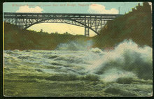 Postcard Whirlpool Rapids and Bridge, Niagara Falls, NY