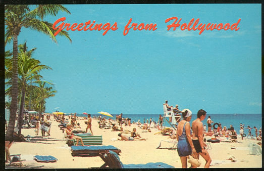 Greetings Postcard of Beach From Hollywood, Florida