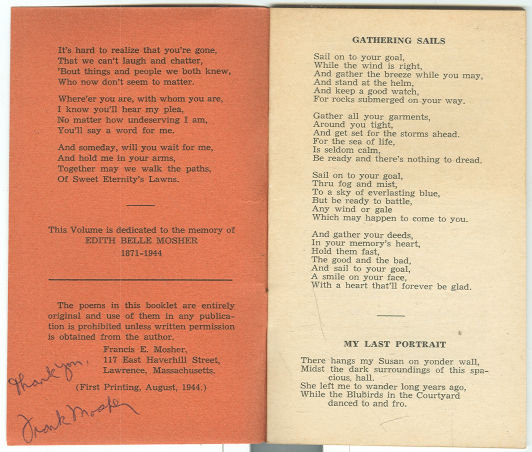 Gathering Sails and Other Poems Signed by Francis Mosher