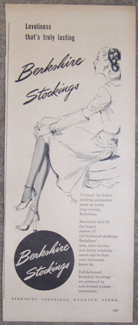 1944 Berkshire Stockings WW II Magazine Advertisement