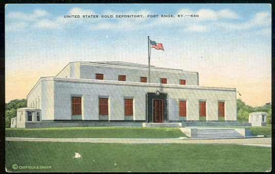 Postcard of US Gold Depository, Fort Knox, Kentucky