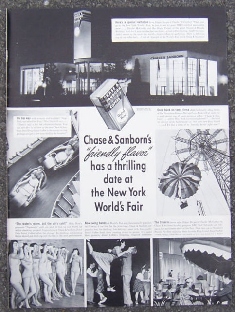 1940 Chase & Sanborn at NYC Fair Magazine Advertisment