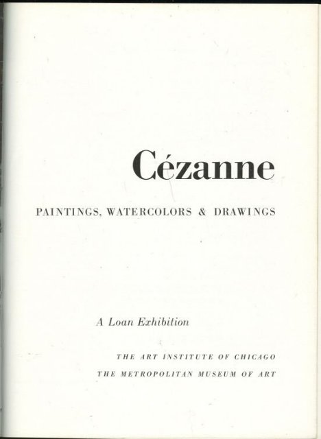 Cezanne Paintings, Watercolors and Drawings 1952