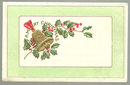 A Merry Christmas Postcard with Holly and Bells