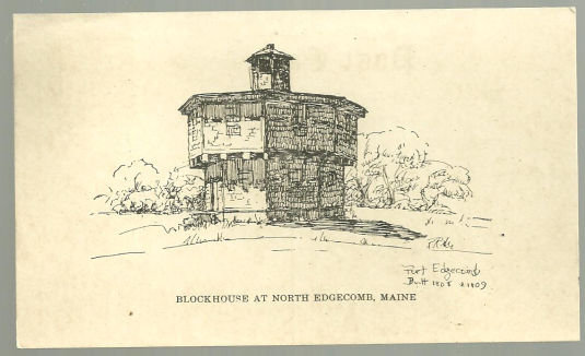 Postcard of Blockhouse at North Edgecomb, Maine