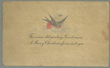 Merry Christmas Postcard with Robins and Silver Tree