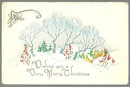 Wishing a Merry Christmas Postcard with Snowy Church