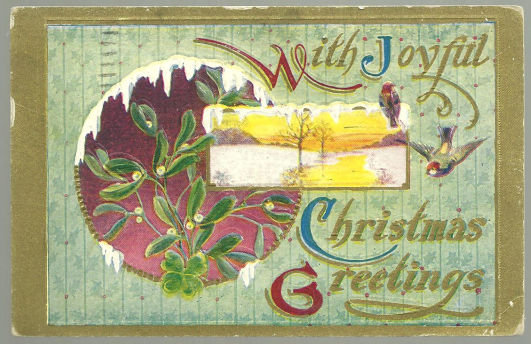 Joyful Christmas Greetings Postcard with Birds in Snow