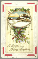 Bright and Happy Christmas Postcard with Landscape 1909