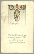 Victorian Merry Christmas Postcard with Little Boy 1916