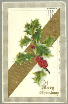 A Very Merry Christmas Postcard with Holly 1907