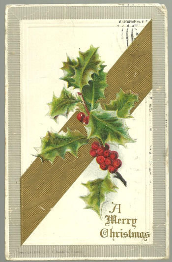 A Very Merry Christmas Postcard with Holly 1907