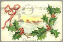 Victorian Christmas Postcard with Snowy Town 1906
