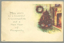 Christmastide and New Year Postcard With Tree 1922