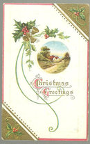 Christmas Greetings Postcard with Country Landscape