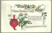 With Best Christmas Wishes Postcard with Daises 1913
