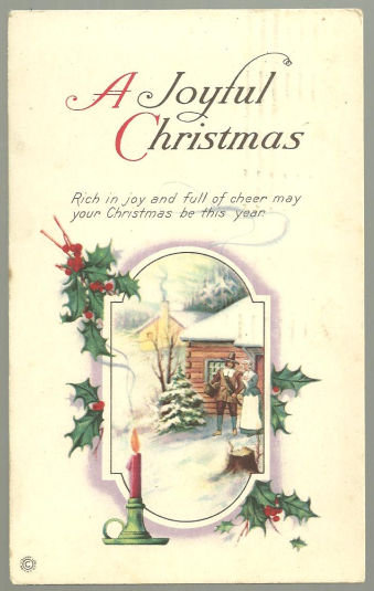 A Joyful Christmas With Pilgrims and Snowy House 1920