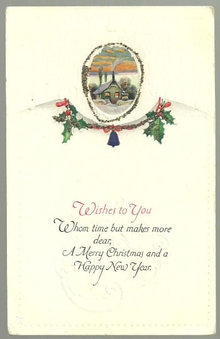 Merry Christmas and Happy New Year Postcard with House