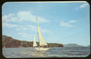 Postcard Sailing on Lakes in Pocono Mountains, PA 1951