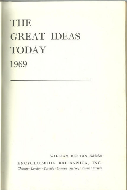 Great Ideas Today 1969 by William Benton Great Books