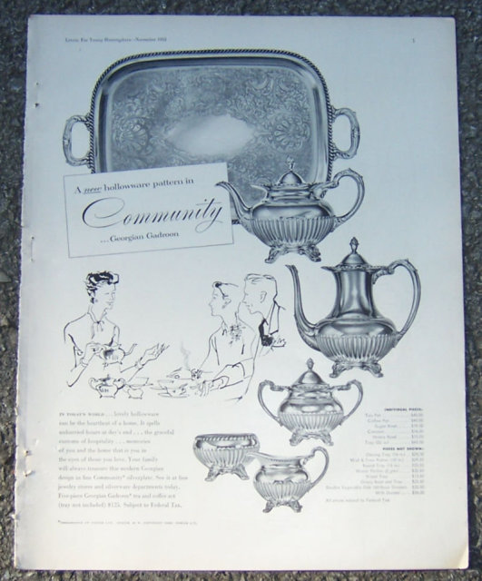 Community Georgian Gadroon Hollowware 1953 Magazine Ad