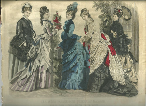 Colored Les Modes Parisiennes Fashion Print March 1876