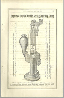 Antique Print From 1879 Halladay Catalog Railway Pump