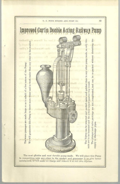 Antique Print From 1879 Halladay Catalog Railway Pump