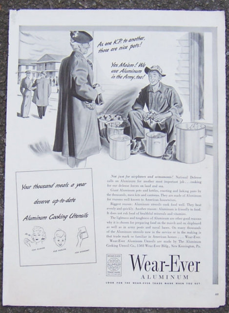 1941 Wear-Ever Aluminum Magazine WWII Advertisement