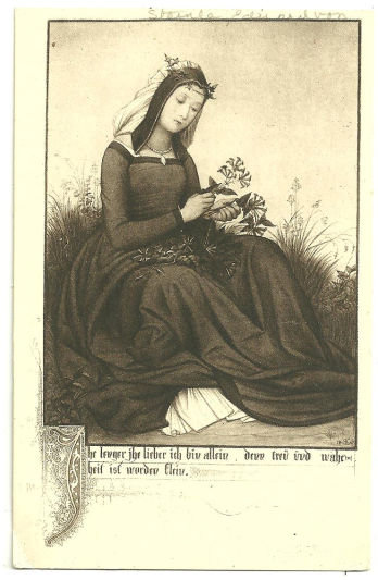 Eduard Von Steinle Postcard of Young Maiden in a Dress