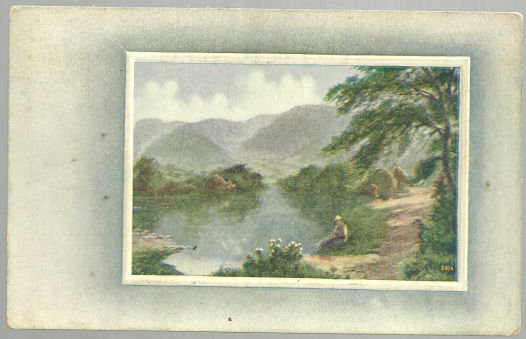 Pastoral Scene with Little Boy Sitting at Lake 1910