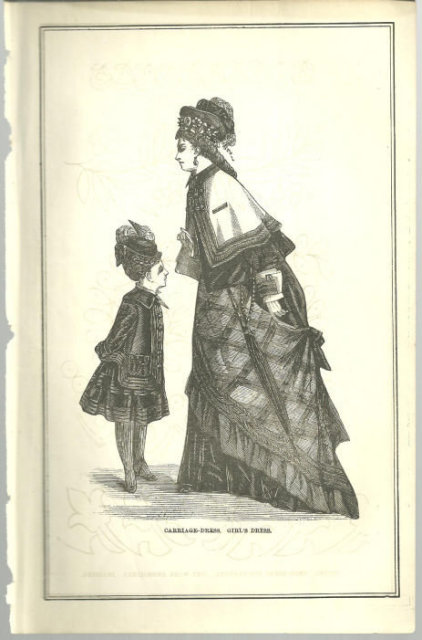 Carriage Dress & Girl's Dress 1876 Peterson's Magazine
