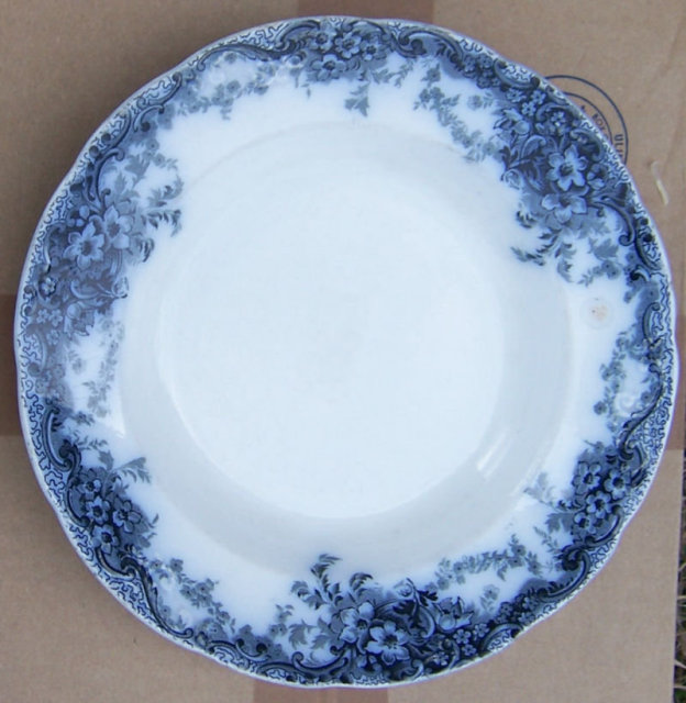 Antique Alfred Meakin China Medway Flow Blue Soup Bowl