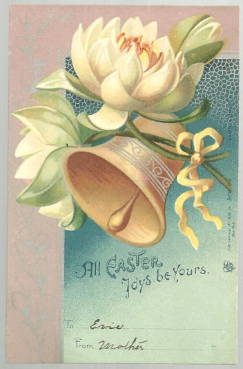 Undivided Postcard Easter Joys with Bell and Flowers