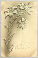 Embossed Easter Greetings Postcard with Lilies