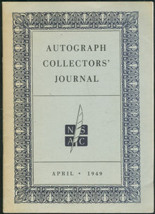 Autograph Collectors Journal April, 1949 History