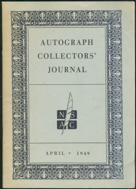 Autograph Collectors Journal April, 1949 History