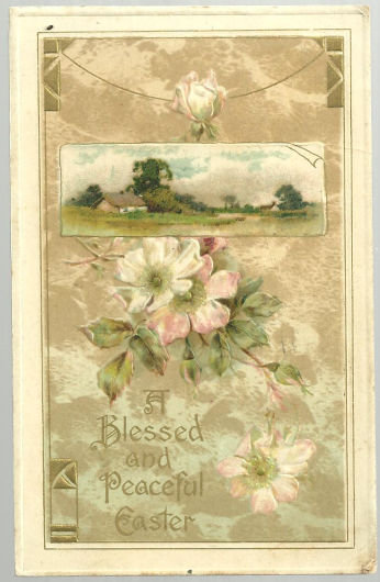 Blessed and Peaceful Easter Postcard Pastoral Scene