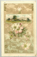 Blessed and Peaceful Easter Postcard Pastoral Scene