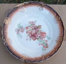 Lamberton China Brown Bowl with Begonias in Center