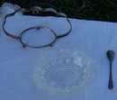 Glass Condiment Bowl with Silver Holder and Spoon