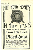 Bausch and Lomb Camera Lens 1904 Cosmopiltan Ad