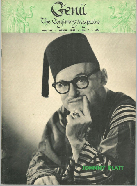 Genii Magazine March 1959 Johnny Platt on Cover
