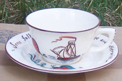 Vintage Czepa Motto Cup and Saucer with Sail Boat