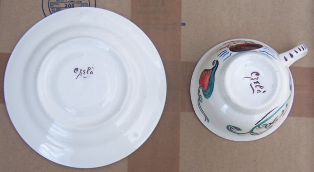 Vintage Czepa Motto Cup and Saucer with Sail Boat