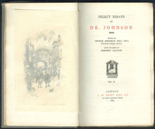 Select Essays of Dr. Johnson 1889 Volume II Temple Lib