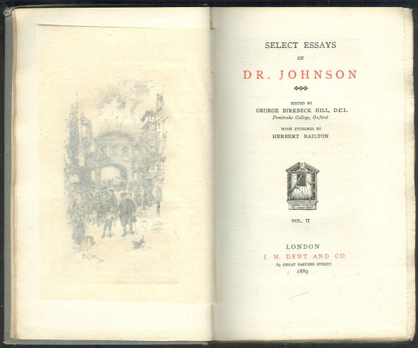 Select Essays of Dr. Johnson 1889 Volume II Temple Lib