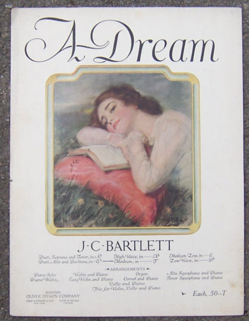 A Dream By J. C. Bartlett 1923 Sheet Music